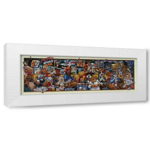 Mo Mutts Sports Bar White Modern Wood Framed Art Print by Bell, Bill