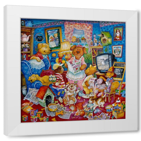 Mutters Day White Modern Wood Framed Art Print by Bell, Bill