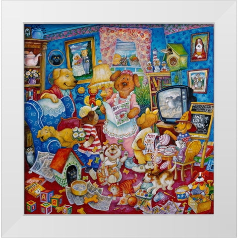 Mutters Day White Modern Wood Framed Art Print by Bell, Bill