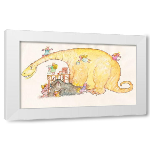 Dinosaur White Modern Wood Framed Art Print by Bell, Bill