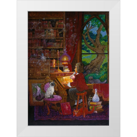 Taking Notes White Modern Wood Framed Art Print by Bell, Bill