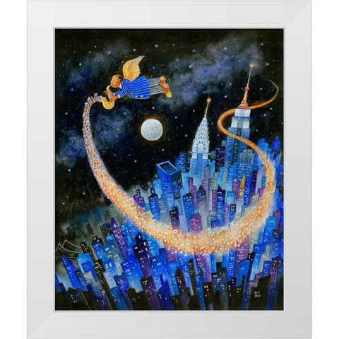 How High The Moon (Bird) White Modern Wood Framed Art Print by Bell, Bill