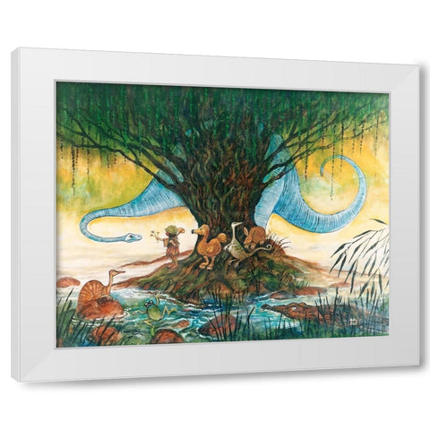 The Blue Brontosaurus White Modern Wood Framed Art Print by Bell, Bill