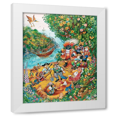 Black Dogs Treasure Island White Modern Wood Framed Art Print by Bell, Bill