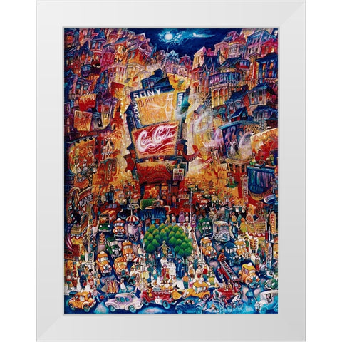 Memories Of Times Square White Modern Wood Framed Art Print by Bell, Bill