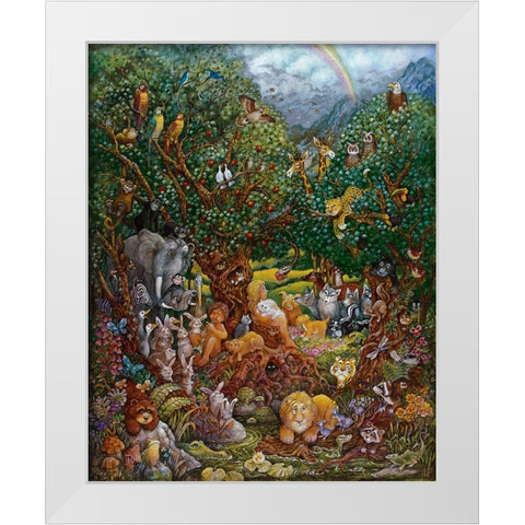 Adam And Eve White Modern Wood Framed Art Print by Bell, Bill