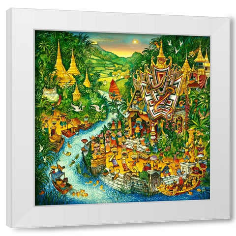 We Are The Siamese White Modern Wood Framed Art Print by Bell, Bill