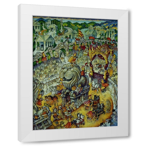 Roman Cats White Modern Wood Framed Art Print by Bell, Bill