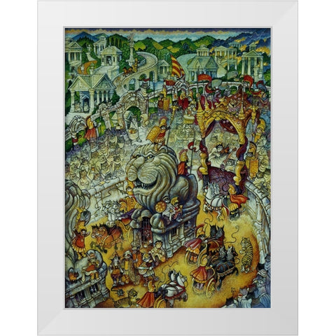 Roman Cats White Modern Wood Framed Art Print by Bell, Bill