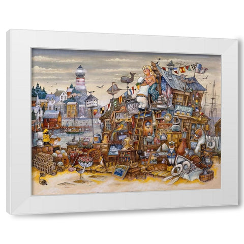 Captains Treasure White Modern Wood Framed Art Print by Bell, Bill