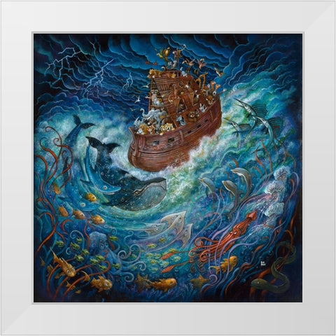 Noahs Adventure White Modern Wood Framed Art Print by Bell, Bill