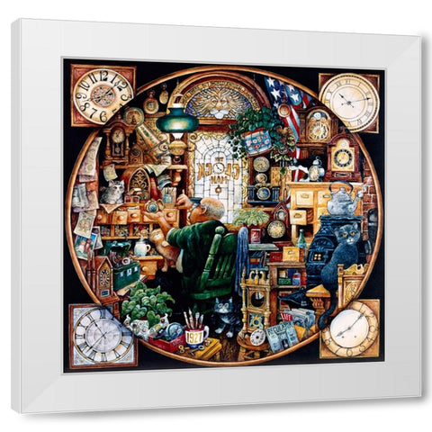 ... World Enough And Time White Modern Wood Framed Art Print by Bell, Bill