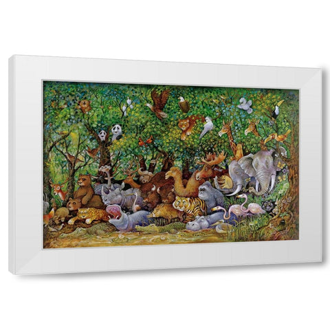 Noah And Friends (Part 2) White Modern Wood Framed Art Print by Bell, Bill