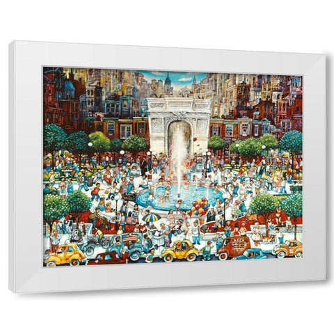 Washington Square White Modern Wood Framed Art Print by Bell, Bill