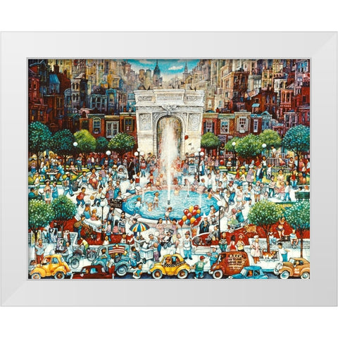 Washington Square White Modern Wood Framed Art Print by Bell, Bill