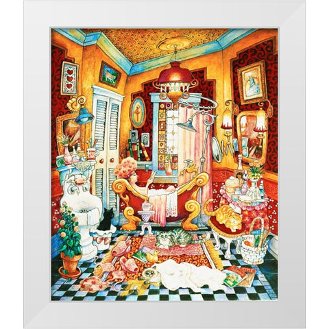 Victorias Bath White Modern Wood Framed Art Print by Bell, Bill