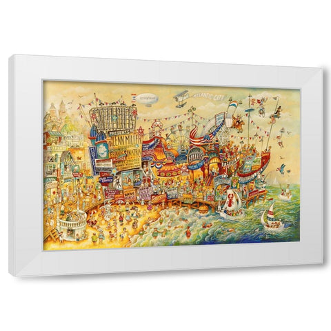 Steel Pier Memories White Modern Wood Framed Art Print by Bell, Bill