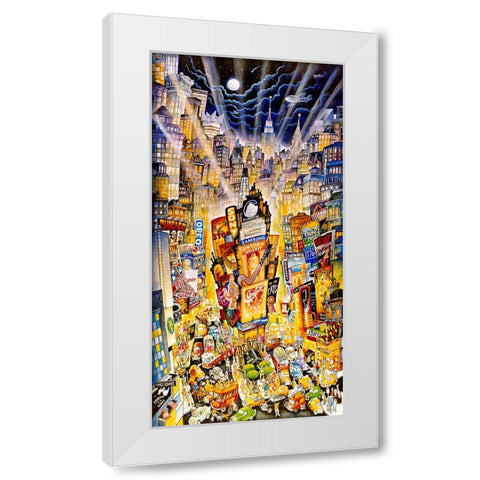 Showtime On Broadway White Modern Wood Framed Art Print by Bell, Bill