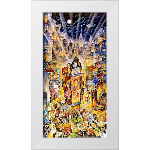 Showtime On Broadway White Modern Wood Framed Art Print by Bell, Bill