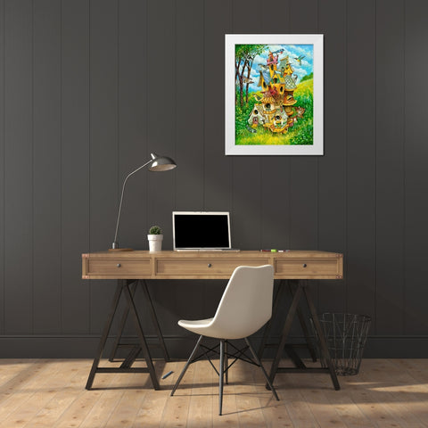 Tweeties Condo White Modern Wood Framed Art Print by Bell, Bill