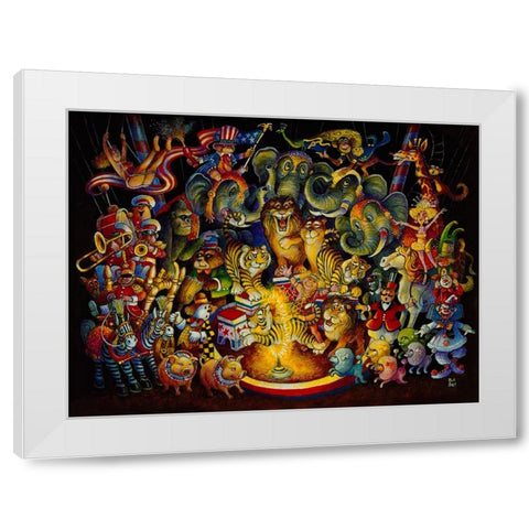 Animal Act White Modern Wood Framed Art Print by Bell, Bill