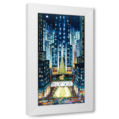 Rockefeller Christmas White Modern Wood Framed Art Print by Bell, Bill