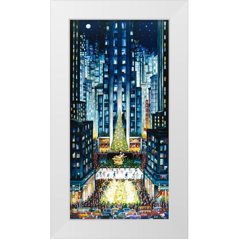 Rockefeller Christmas White Modern Wood Framed Art Print by Bell, Bill
