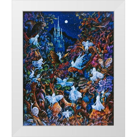 Blue Fairies White Modern Wood Framed Art Print by Bell, Bill