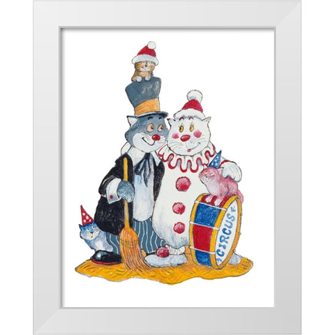 Carnival Cats White Modern Wood Framed Art Print by Bell, Bill