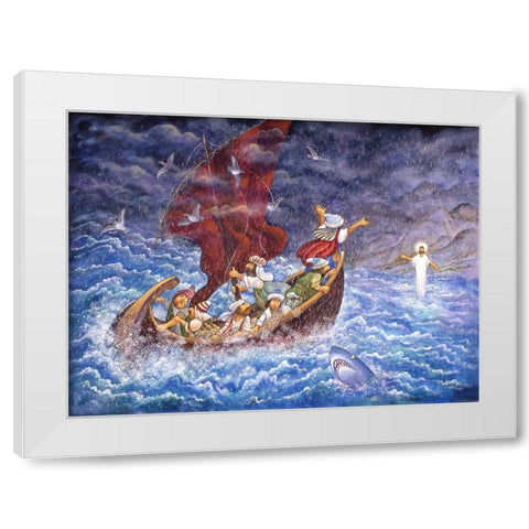 Calming Sea White Modern Wood Framed Art Print by Bell, Bill