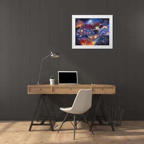 Creation Of Universe White Modern Wood Framed Art Print by Bell, Bill