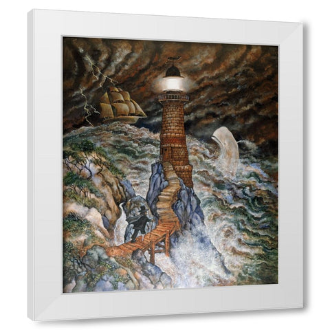 Ahabs Light White Modern Wood Framed Art Print by Bell, Bill