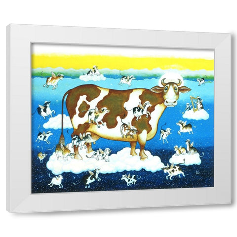 Holy Cow White Modern Wood Framed Art Print by Bell, Bill
