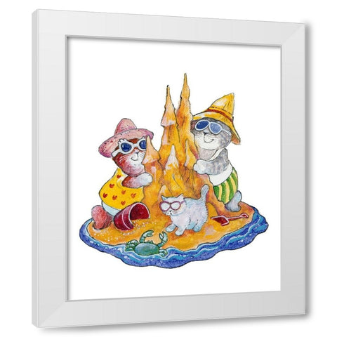 Taking Baby For A Walk White Modern Wood Framed Art Print by Bell, Bill
