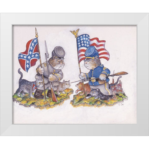 The Battle White Modern Wood Framed Art Print by Bell, Bill