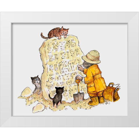 Cat Archaeology White Modern Wood Framed Art Print by Bell, Bill