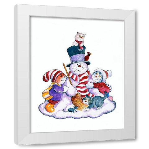 Winter Cats White Modern Wood Framed Art Print by Bell, Bill
