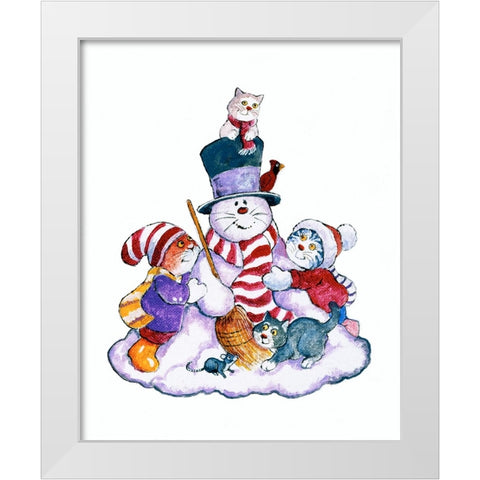 Winter Cats White Modern Wood Framed Art Print by Bell, Bill