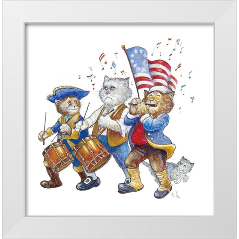 Revolutionary Cats White Modern Wood Framed Art Print by Bell, Bill