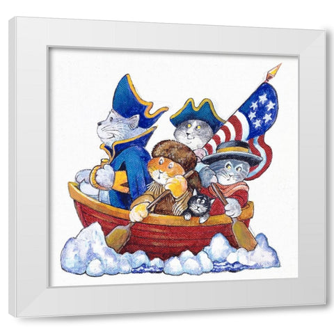 Potomac Cats White Modern Wood Framed Art Print by Bell, Bill