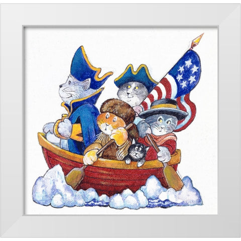 Potomac Cats White Modern Wood Framed Art Print by Bell, Bill
