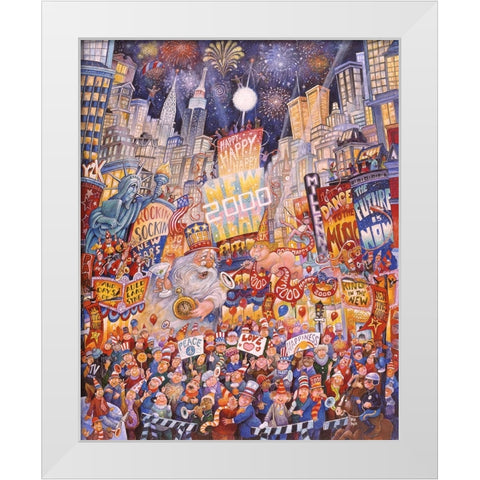 Happy New Year 2000 White Modern Wood Framed Art Print by Bell, Bill
