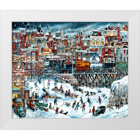 Hockey Night White Modern Wood Framed Art Print by Bell, Bill