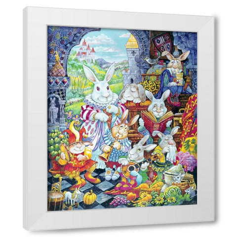 Snow White And Friends White Modern Wood Framed Art Print by Bell, Bill