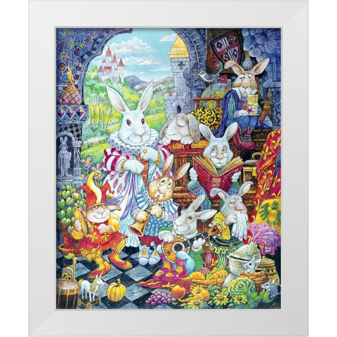 Snow White And Friends White Modern Wood Framed Art Print by Bell, Bill