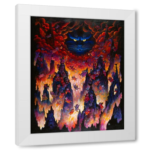Horny Little Devils White Modern Wood Framed Art Print by Bell, Bill