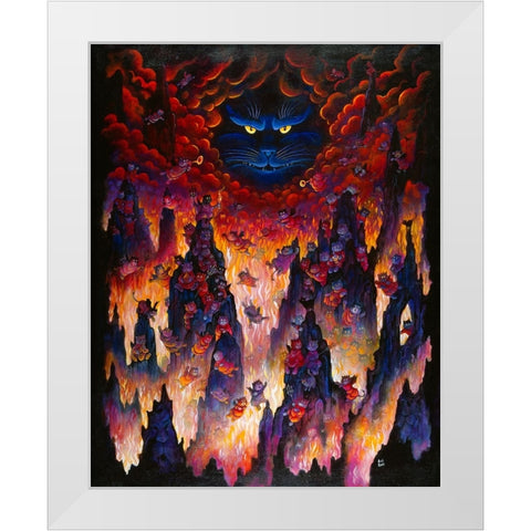 Horny Little Devils White Modern Wood Framed Art Print by Bell, Bill