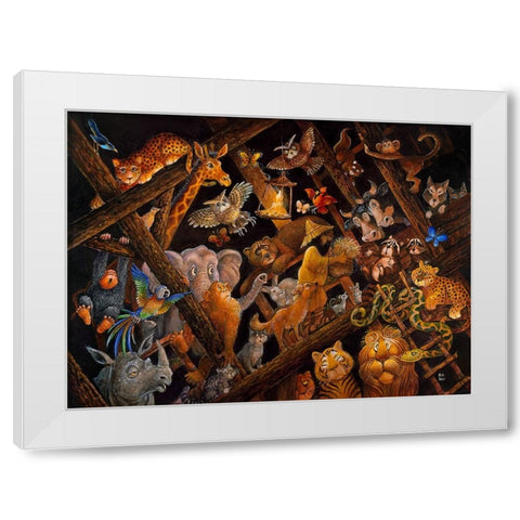 Stormy Night White Modern Wood Framed Art Print by Bell, Bill