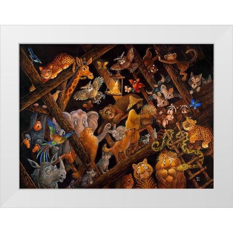 Stormy Night White Modern Wood Framed Art Print by Bell, Bill