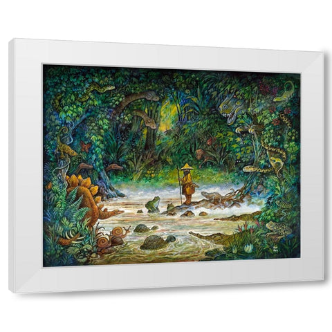 Noah And The Swamp Things White Modern Wood Framed Art Print by Bell, Bill